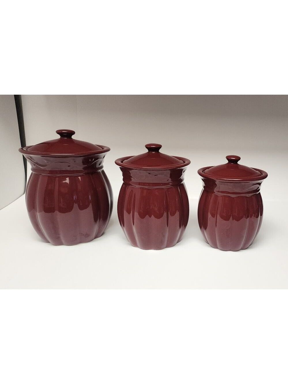 Celebrating Home 3Pc Vintage Berry Red Cookie Jar Canisters
